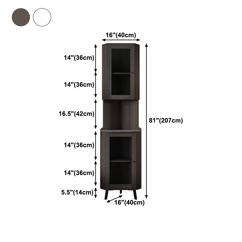 Modern Stone Buffet Sideboard 81"H Glass Doors Dining Room Buffet Server