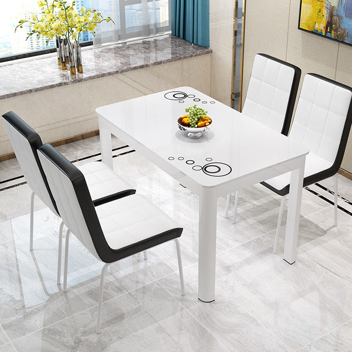 Modern Glass Table Rectangle White Base Dining Table for Kitchen