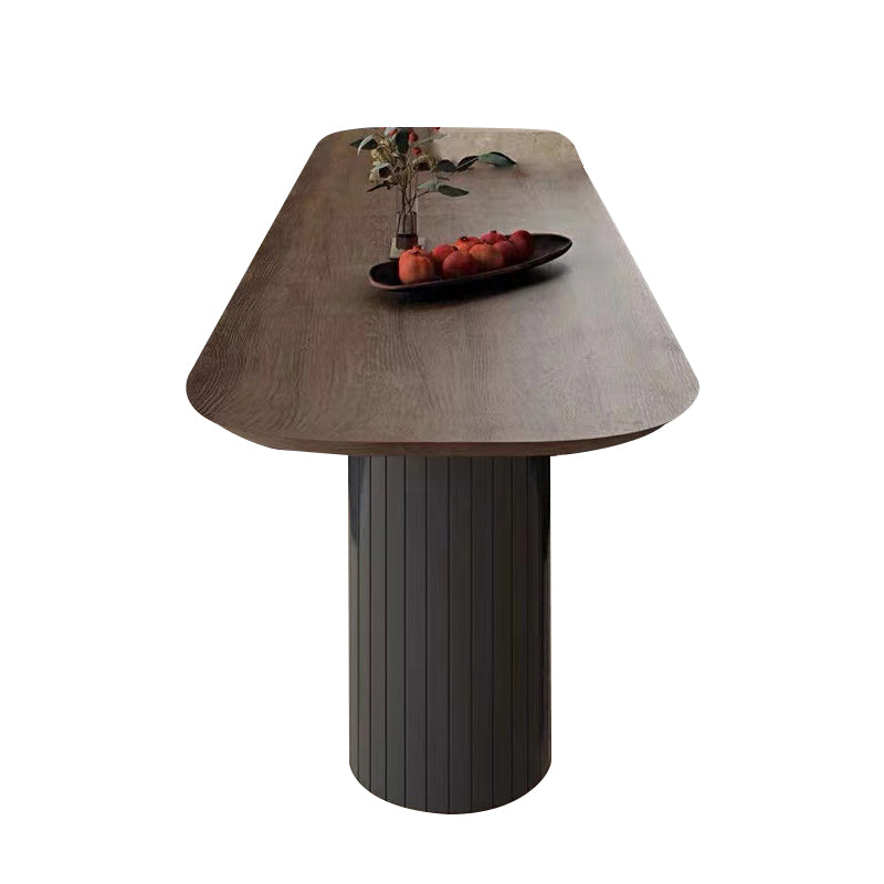 Oval Solid Wood Dining Table Modern Furniture with Double Pedestal for Kitchen