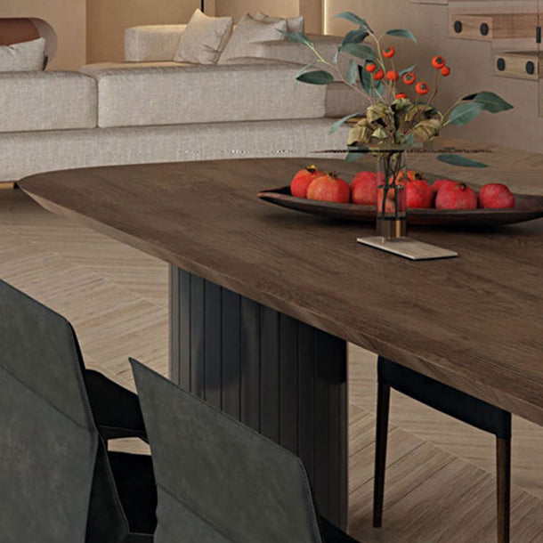 Oval Solid Wood Dining Table Modern Furniture with Double Pedestal for Kitchen