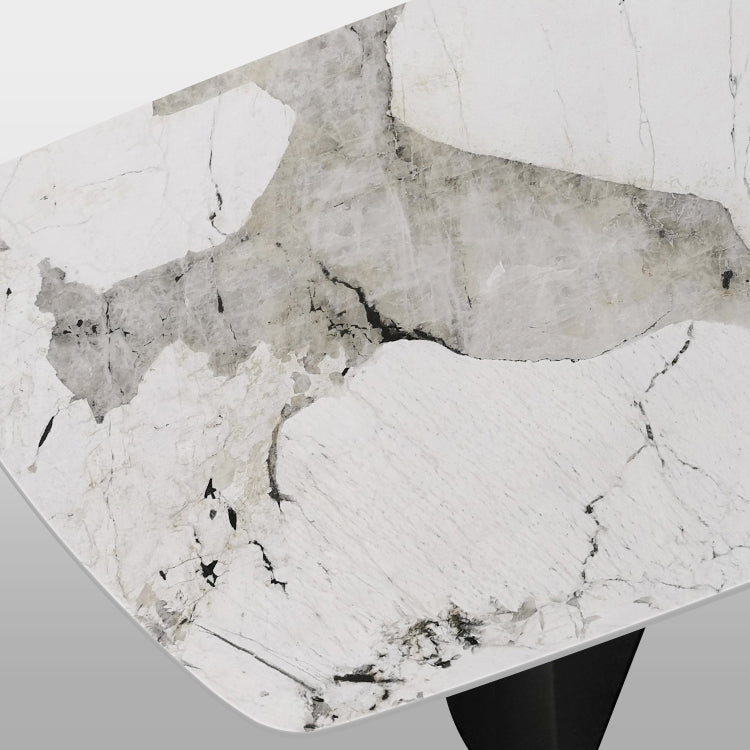 Metal Contemporary Rectangular Table Sintered Stone Top Table for Dining Room and Kitchen