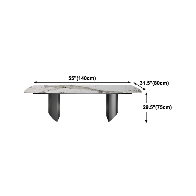 Metal Contemporary Rectangular Table Sintered Stone Top Table for Dining Room and Kitchen