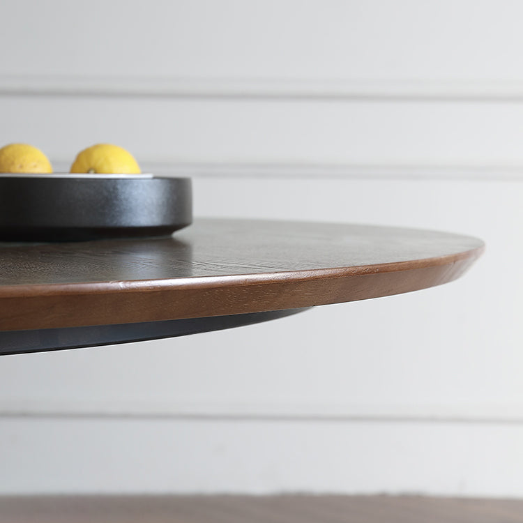 Modern Round Convertible Dining Table Brown Ash Wood Pedestal Table