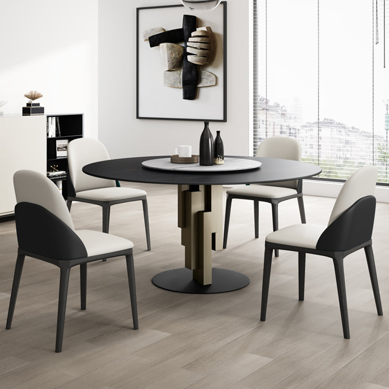 Contemporary Round Dining Table Sintered Stone Top Pedestal Table