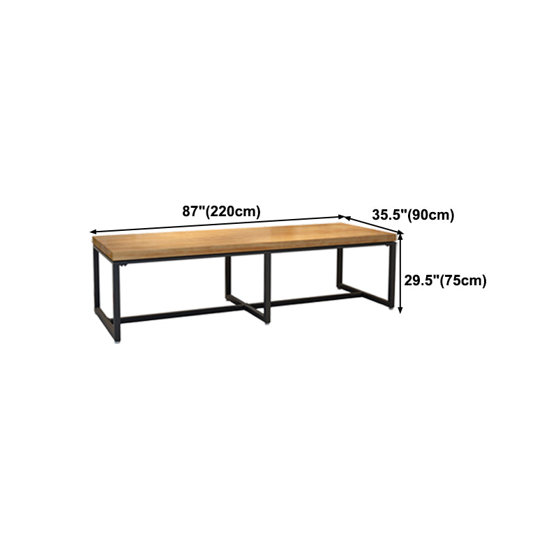 Rectangle Dining Table Industrial Solid Wood Dining Table with Metal Base