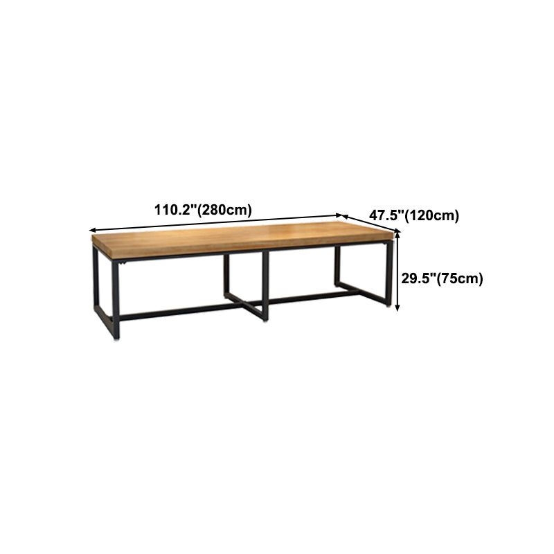 Rectangle Dining Table Industrial Solid Wood Dining Table with Metal Base