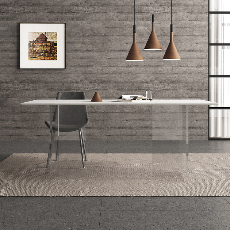 Modern White Stone Top Table Rectangle Dining Table for Kitchen Use