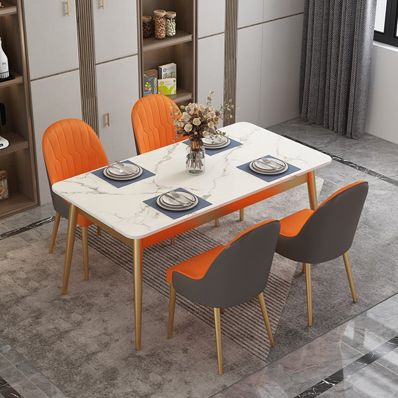 Traditional Luxury Dining Table White Top Rectangle 4 Legs Table for Home