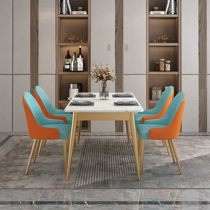 Traditional Luxury Dining Table White Top Rectangle 4 Legs Table for Home