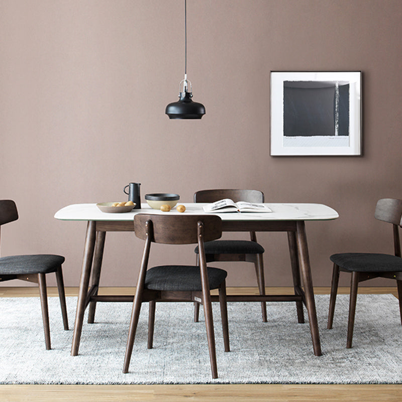 White Top Rectangle Dinner Table Mid-century Modern Style Trestle Base Table