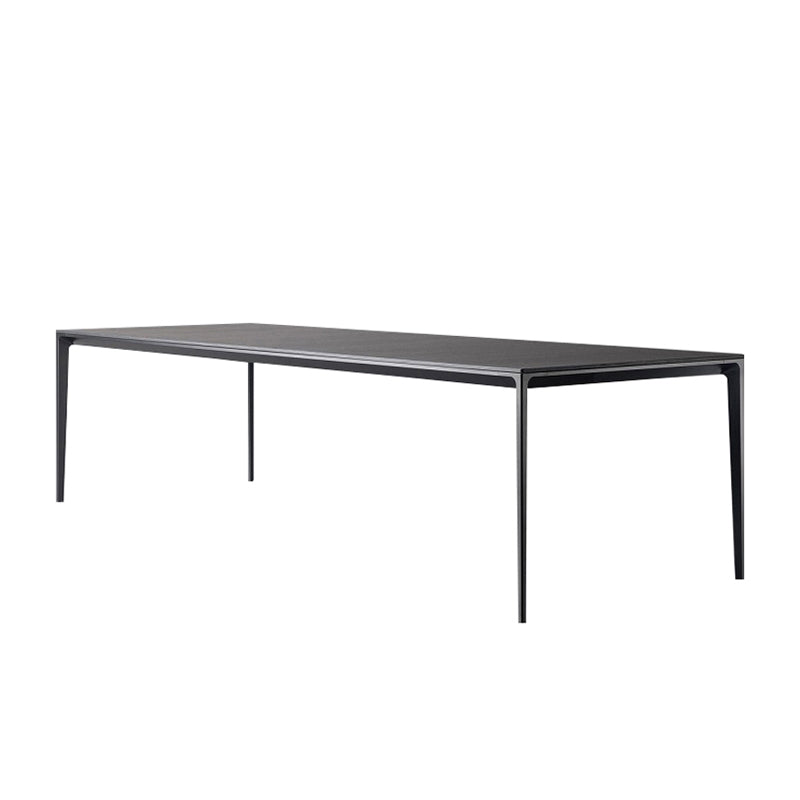 Industrial 4 Legs Dining Table Black Stone and Metal Dining Site Table