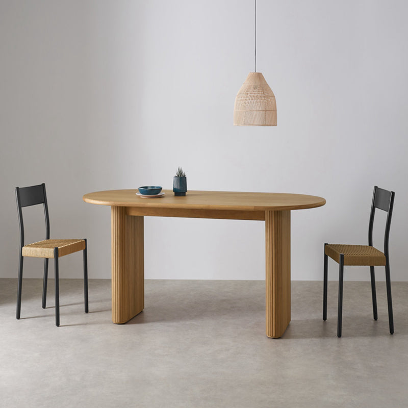 Contemporary Style Dining Table Solid Wood Brown Table for Home Kitchen