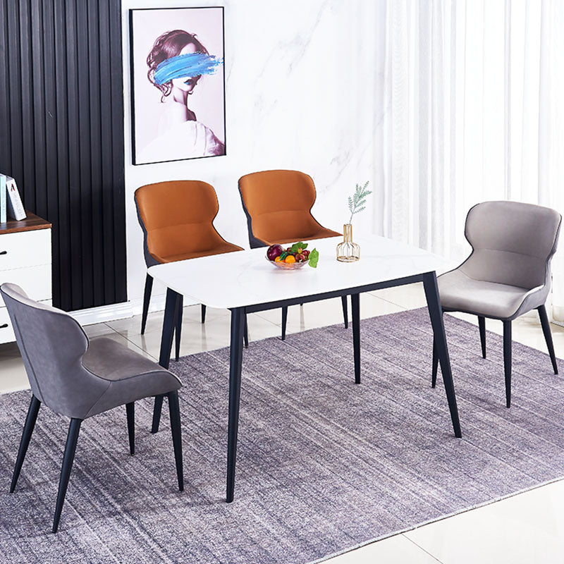 Faux Leather Side Chair Industrial Style Arm Wingback Side Chair for Kitchen