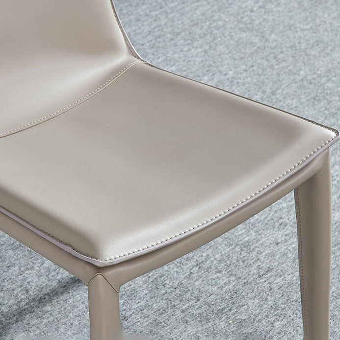 Leather Dining Side Chair Modern Design Armless Solid Back Chair