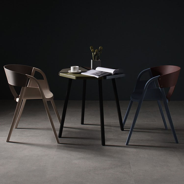 Scandinavian Open Back Side Chair Plastic Arm Chair for Home Use