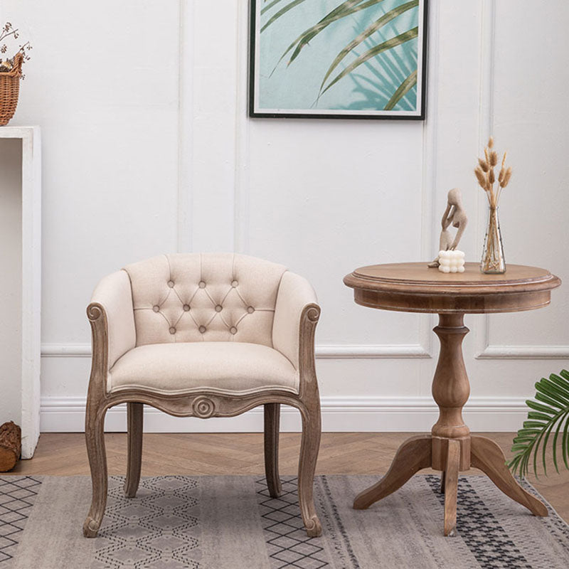 Farmhouse Fabric Home Arm Chair Matte Finish Solid Back Dining Chair