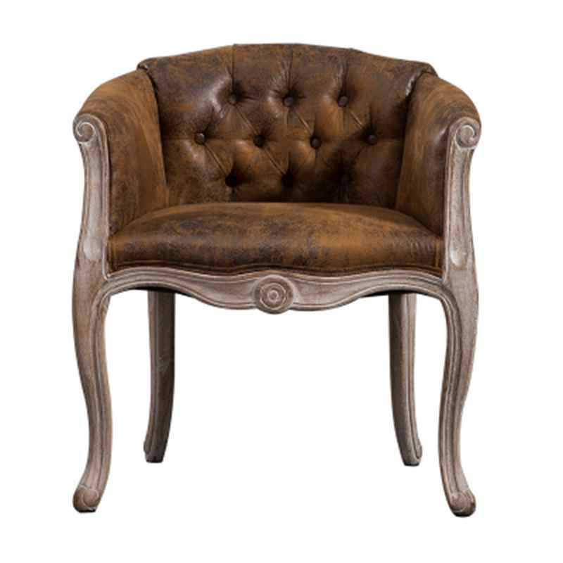 Farmhouse Fabric Home Arm Chair Matte Finish Solid Back Dining Chair