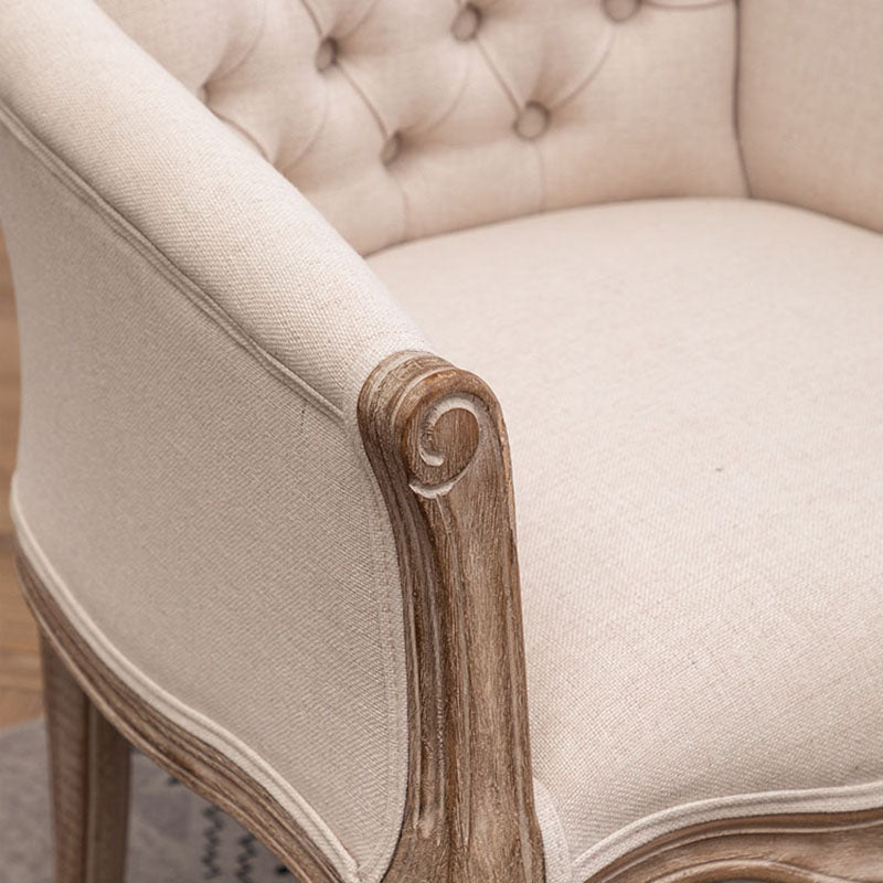Farmhouse Fabric Home Arm Chair Matte Finish Solid Back Dining Chair