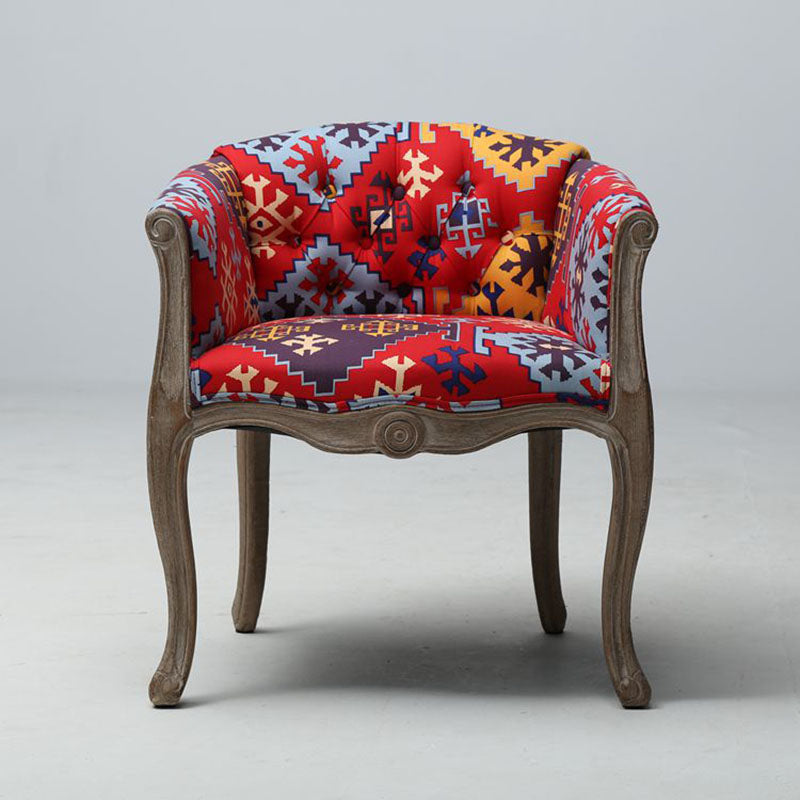 Farmhouse Fabric Home Arm Chair Matte Finish Solid Back Dining Chair