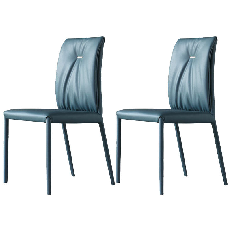 Contemporary Design Leather Dining Chairs Armless Solid Back Chair