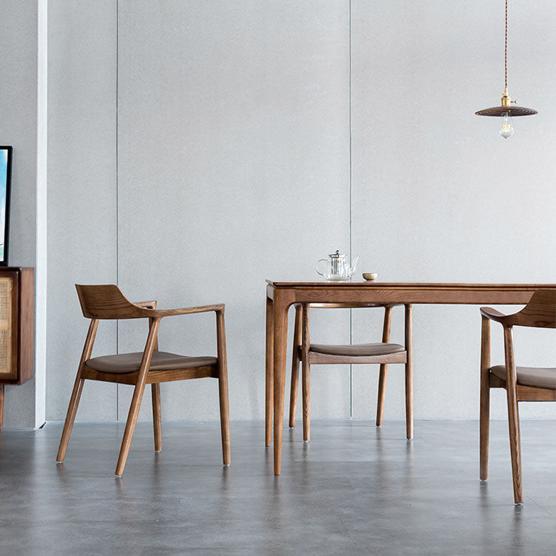 Arm Chair Traditional Style Dining Open Back Chair with Wooden Legs