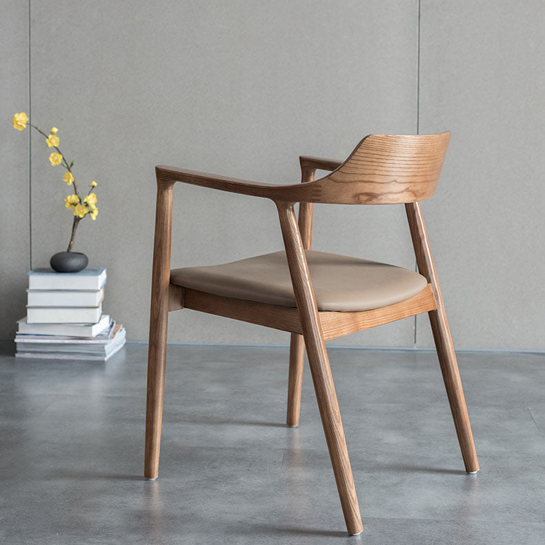 Arm Chair Traditional Style Dining Open Back Chair with Wooden Legs