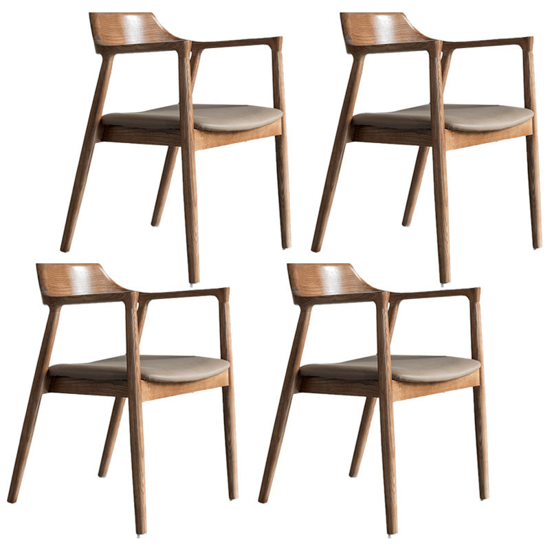 Arm Chair Traditional Style Dining Open Back Chair with Wooden Legs