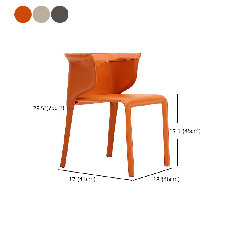Leather Dining Chair Minimalist Style Wingback Armless Dining Chair