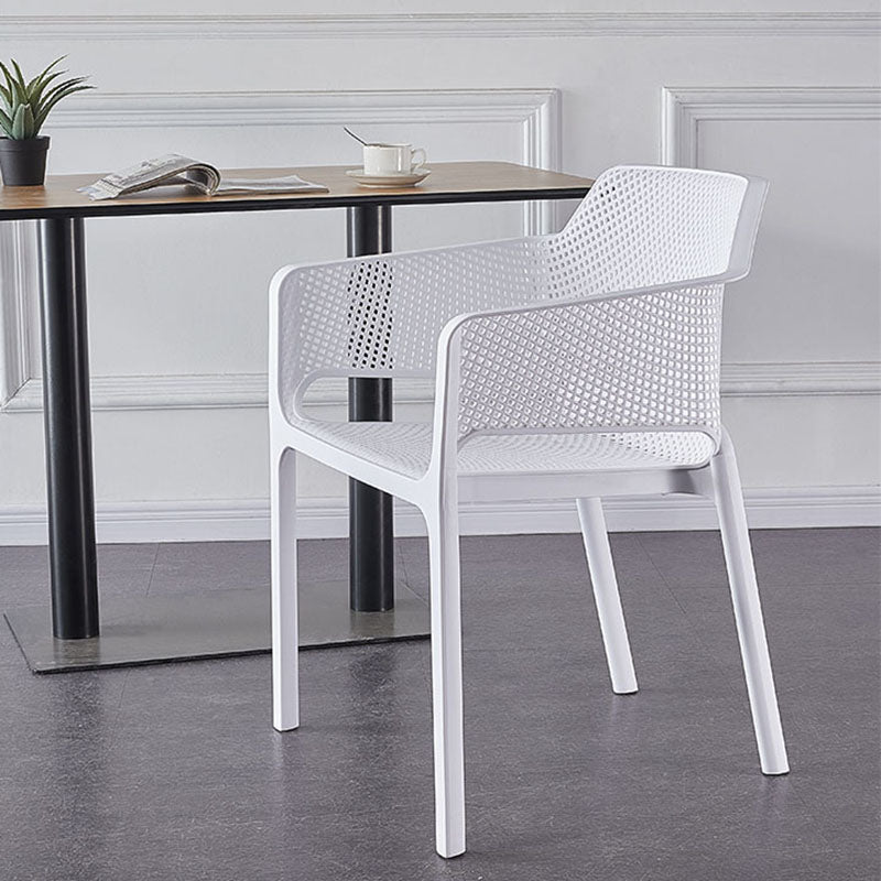 Contemporary Stackable Chair Dining Arm Chairs with Plastic Legs