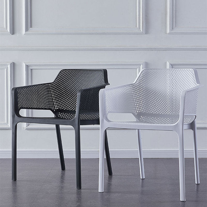 Contemporary Stackable Chair Dining Arm Chairs with Plastic Legs