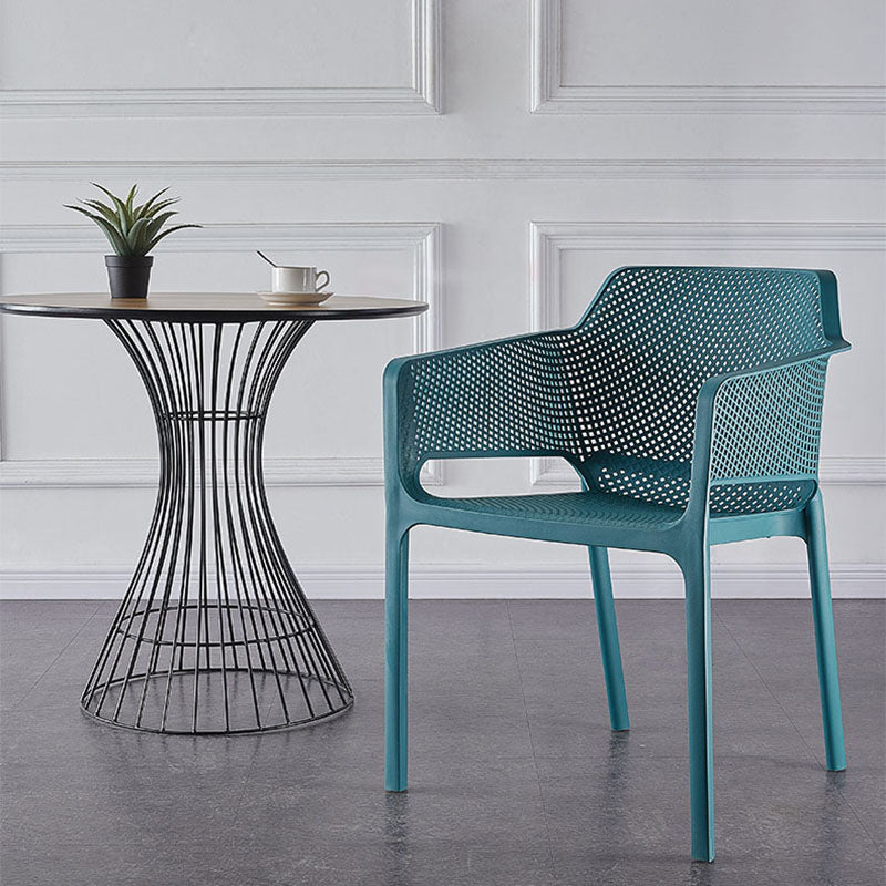 Contemporary Stackable Chair Dining Arm Chairs with Plastic Legs