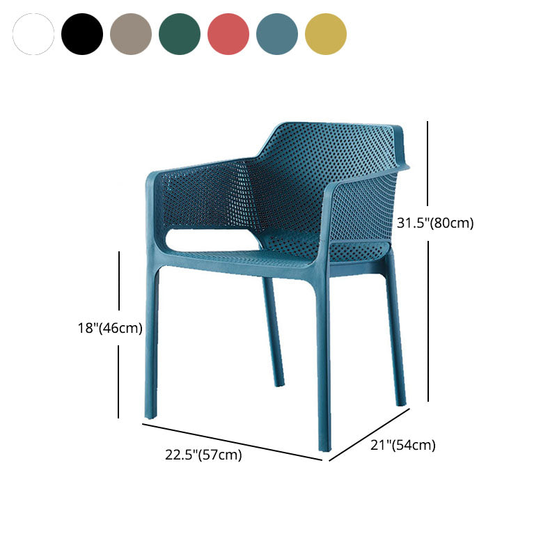 Contemporary Stackable Chair Dining Arm Chairs with Plastic Legs