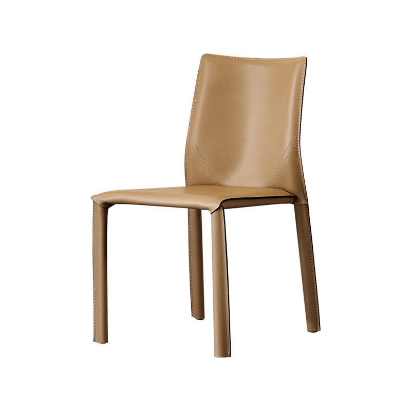 Contemporary Leather Dining Chair Armless Solid Back Chair for Home Use