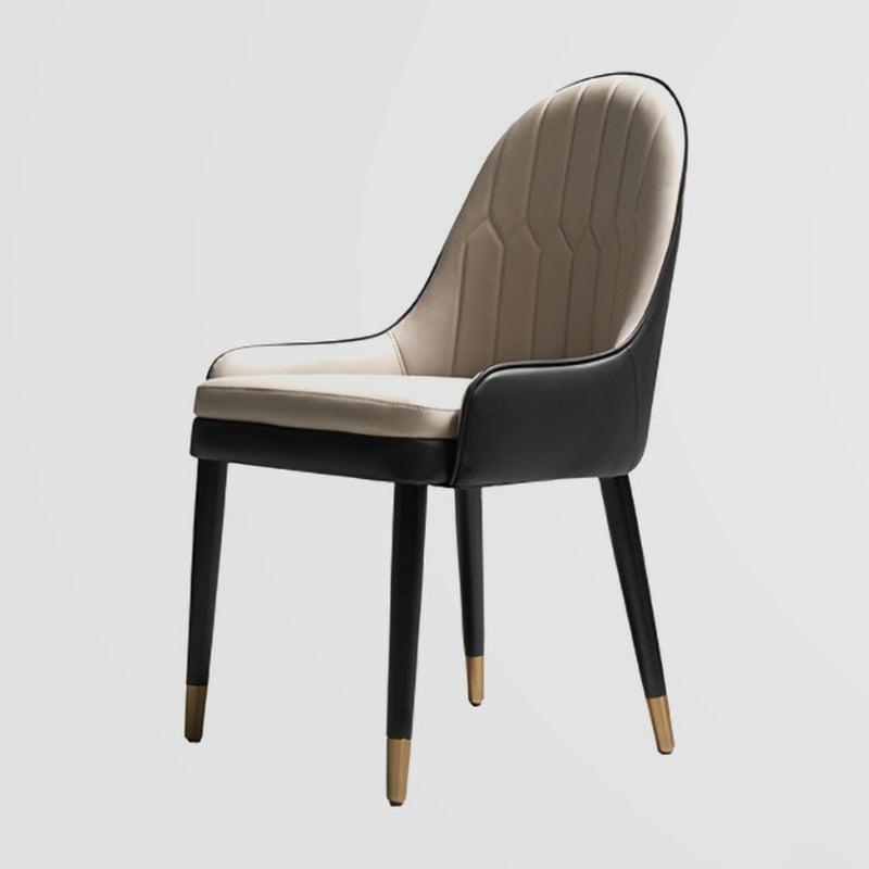 Leather Dining Chair Scandinavian Style Arm Solid Back Dining Side Chair for Home