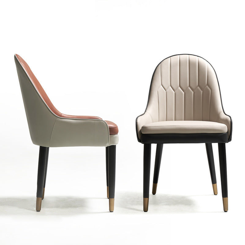Leather Dining Chair Scandinavian Style Arm Solid Back Dining Side Chair for Home