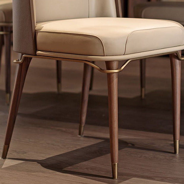 Solid Back Chair Scandinavian Design Armless Leather Dining Chair