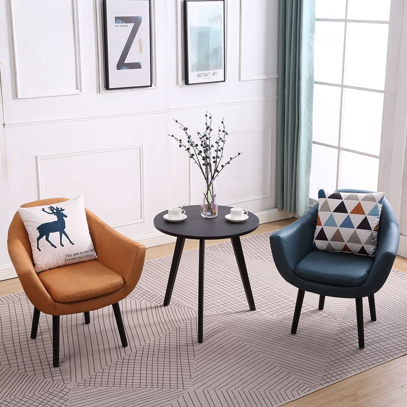 27.56" Wide Faux Leather Pillow Back Flared Arms Arm Sponge 4 Legs Chair