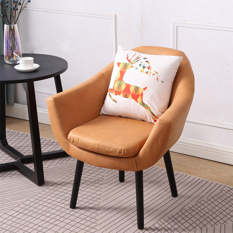 27.56" Wide Faux Leather Pillow Back Flared Arms Arm Sponge 4 Legs Chair