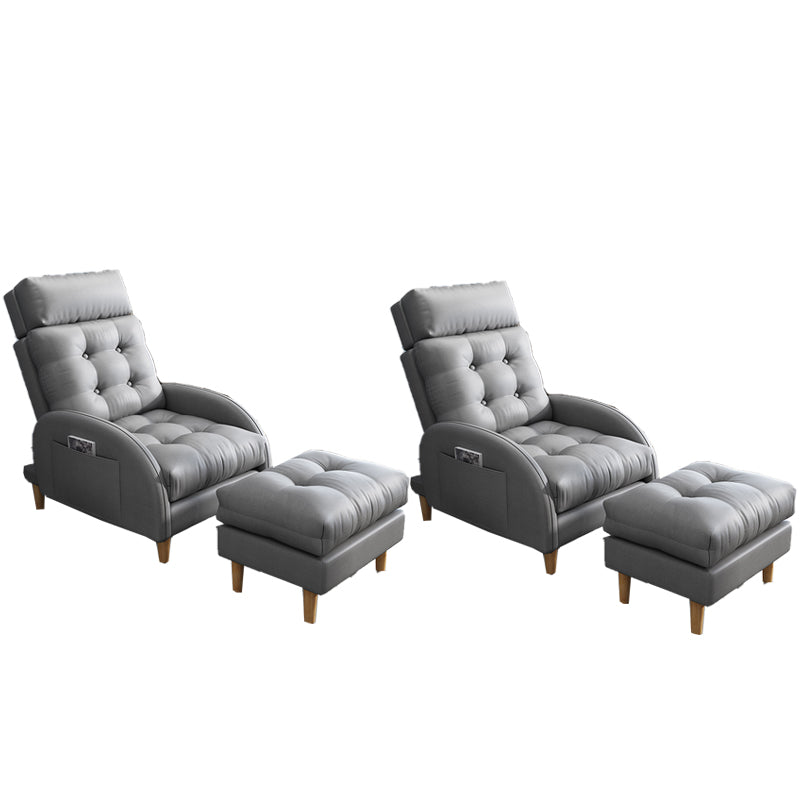 Contemporary Faux Leather Arms Included with Ottoman Lounge Accent Chair