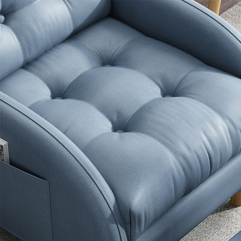 Contemporary Faux Leather Arms Included with Ottoman Lounge Accent Chair