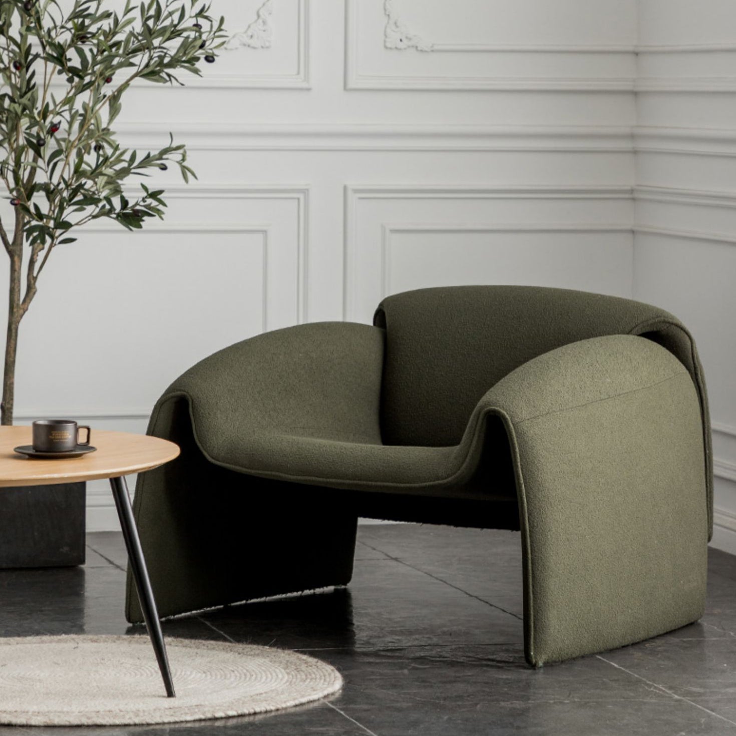 Mid-Century Modern Armless Accent Room Chair Fixed Back Accent Chair for Living Room