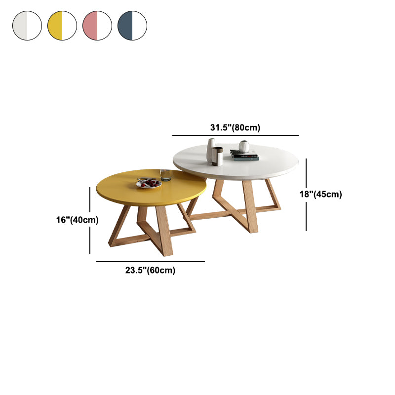 Nordic Style Cocktail Table Multi-color Selection Solid Wood Material Round Coffee Table
