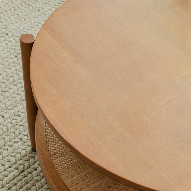 Scandinavian 4 Legs Coffee Table Round Wooden Coffee Table for Bedroom