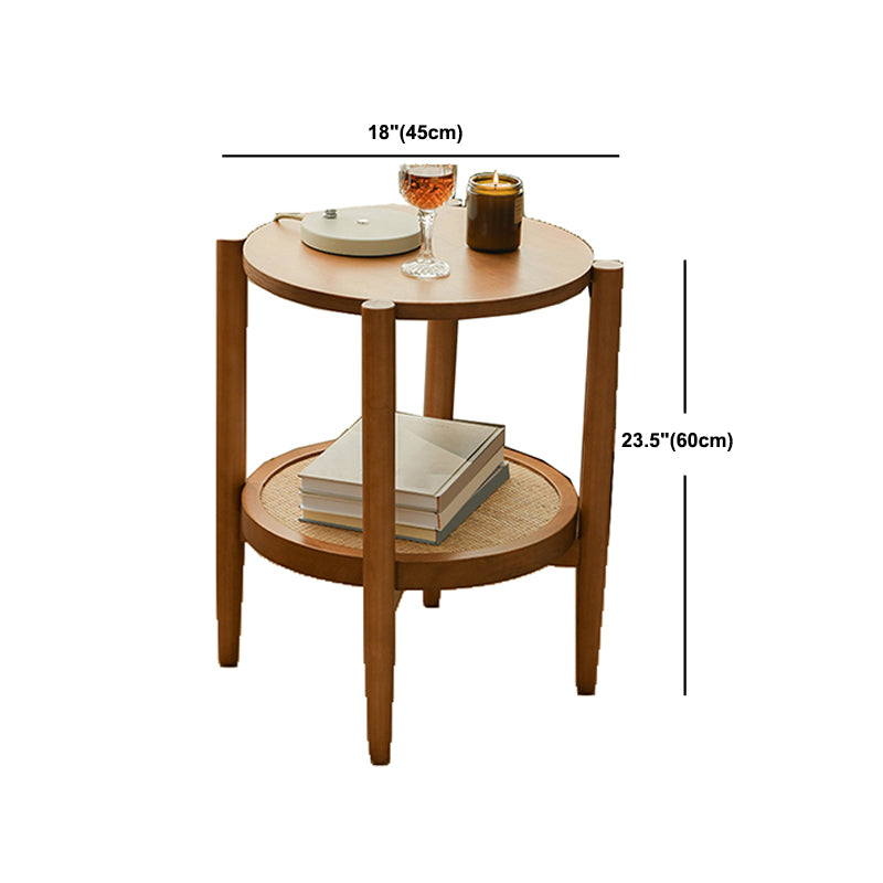 Scandinavian 4 Legs Coffee Table Round Wooden Coffee Table for Bedroom