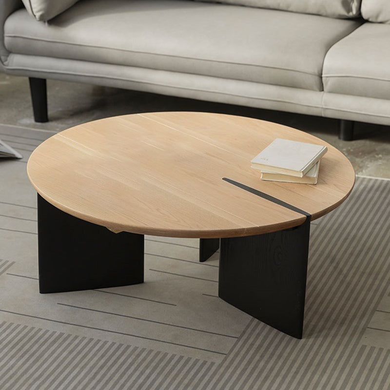 Contemporary Style Coffee Table Solid Wood Round Cocktail Table