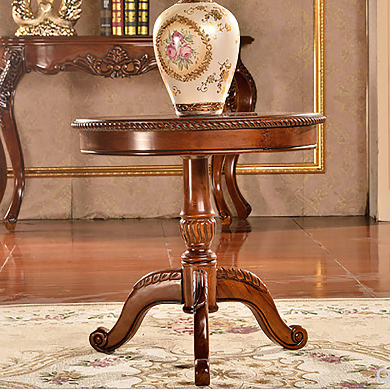 Scandinavian Pedestal Coffee Table Round Wooden Coffee Table for Living Room