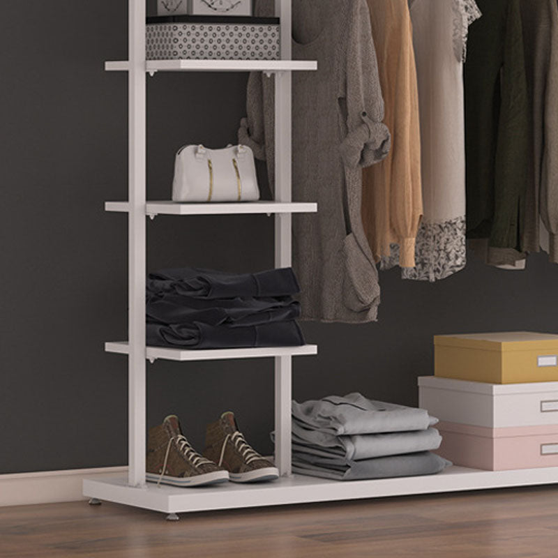 Contemporary Coat Rack Free Standing Storage Shelf Organizer Metal Hall Stand