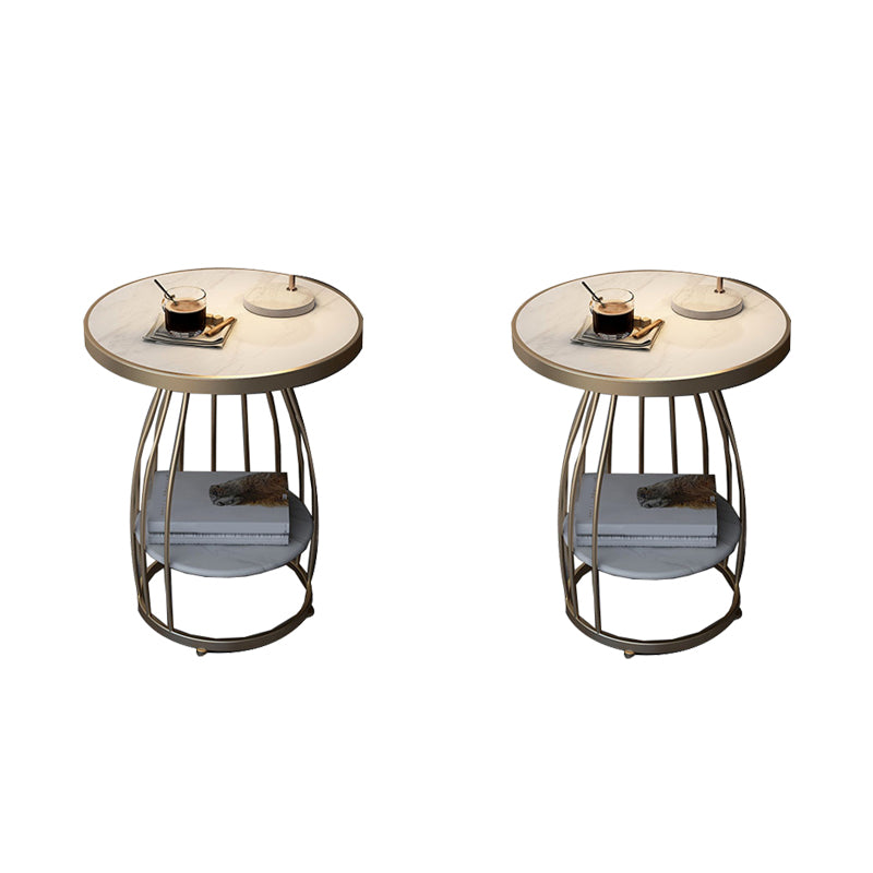 Modern Round Side End Table Frame End Table with Storage and Shelf