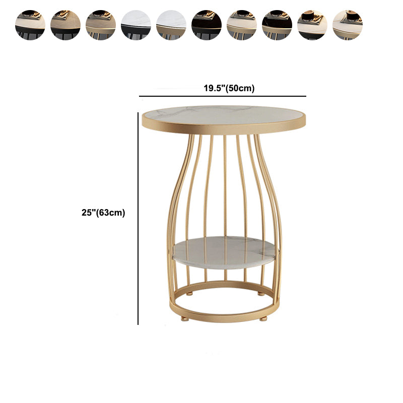 Modern Round Side End Table Frame End Table with Storage and Shelf