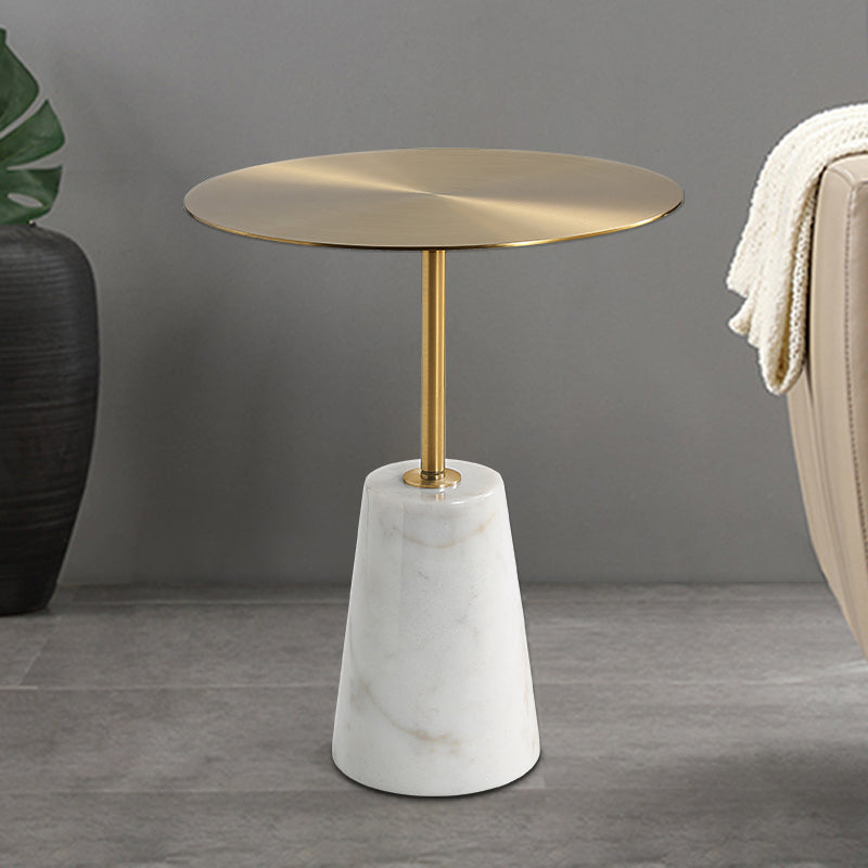 Modern Pedestal Side Table Round Metal Sofa End Table for Living Room